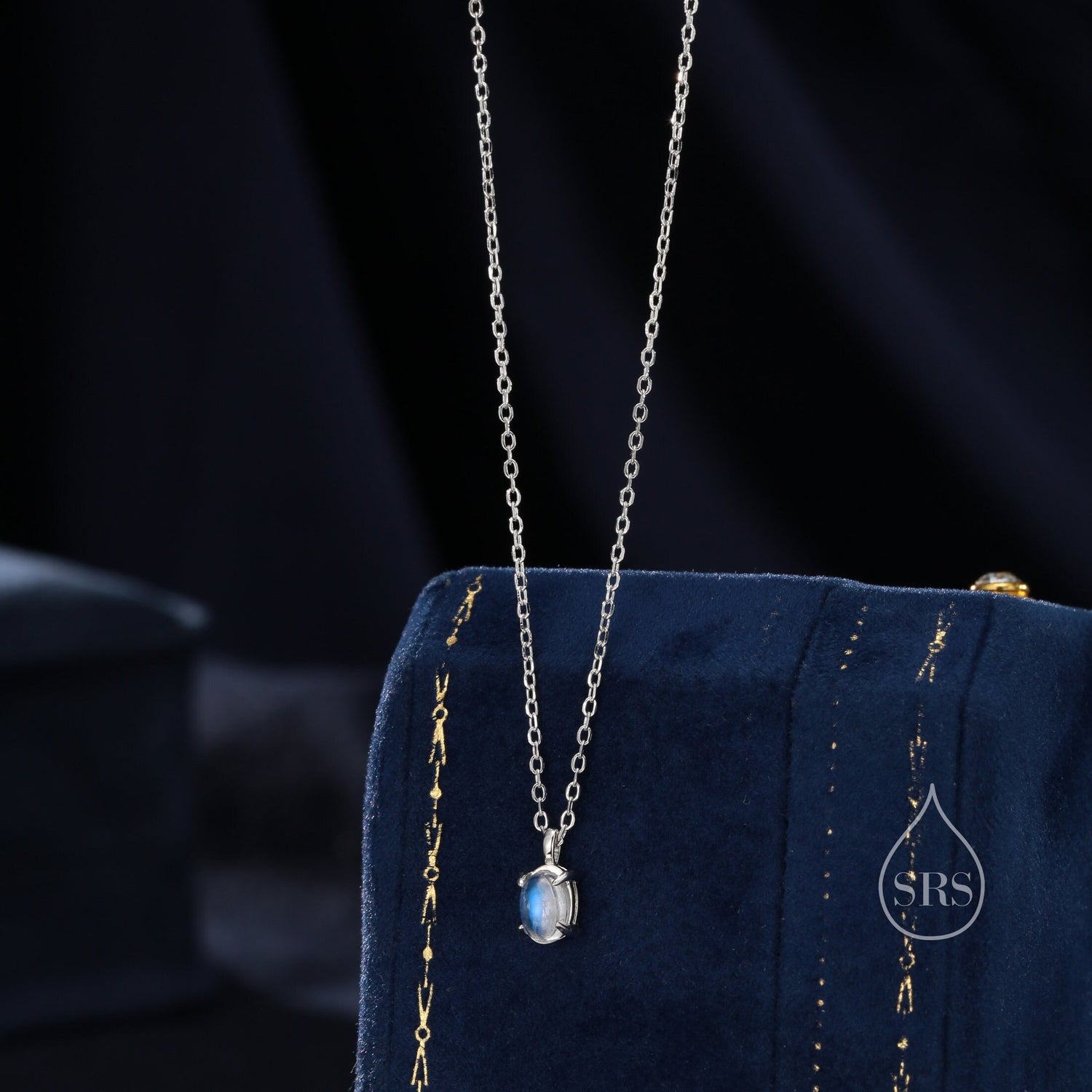 Rainbow Moonstone Oval Pendant Necklace