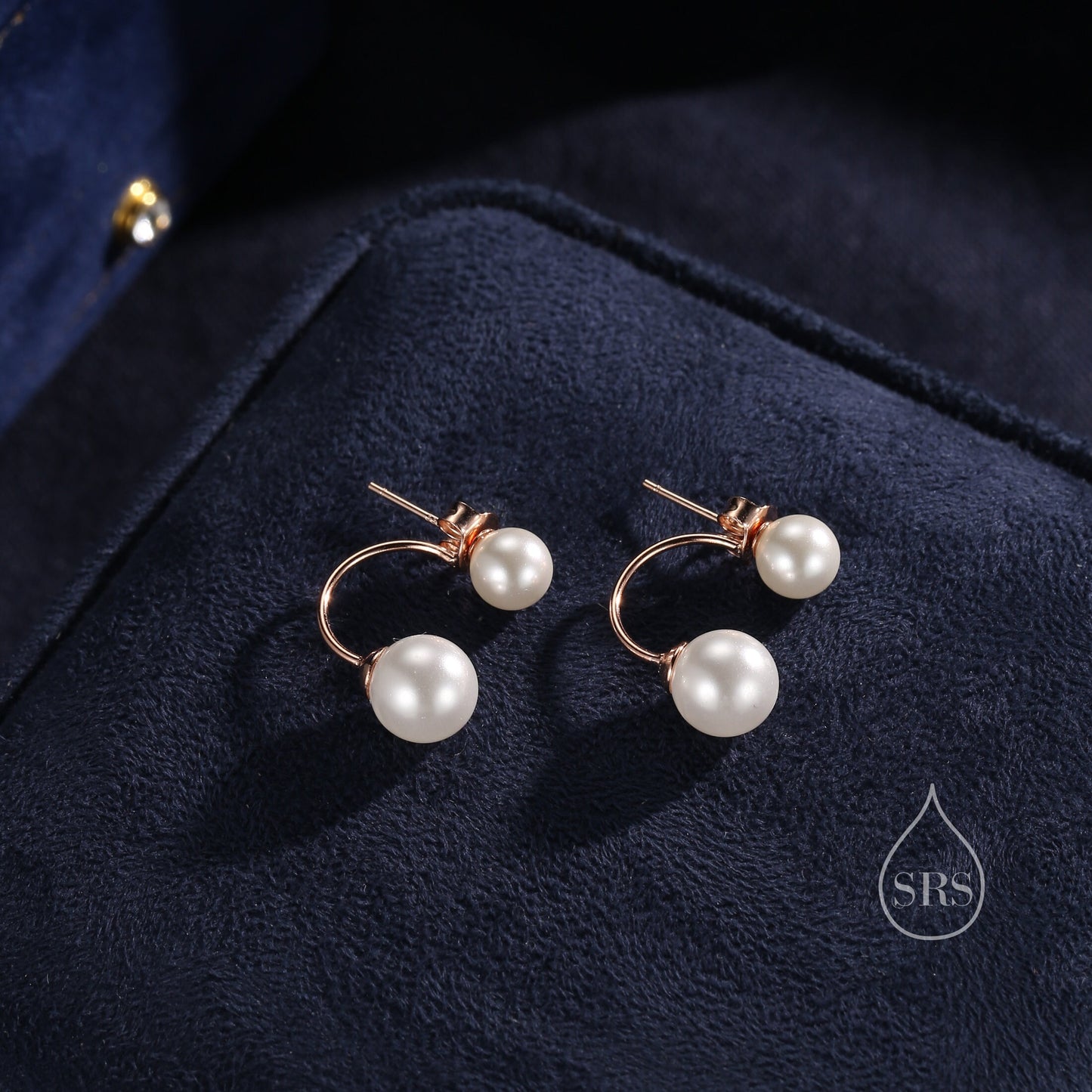 Sterling Silver Front and Back Stud Earrings Ear Jackets with Simulated Pearls, Simple and Elegant, Mother of Pearl Ear Jacket