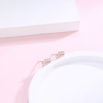 Extra Tiny Curved CZ Bar Stud Earrings in Sterling Silver, Silver or Gold, Geometric Tiny Three Star CZ Earrings, Stacking Earrings