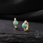 Aqua Green Opal CZ Huggie Hoop Earrings in Sterling Silver, Silver or Gold, Tiny Opal Hoops, Opal Hoops, Single Opal Hoops