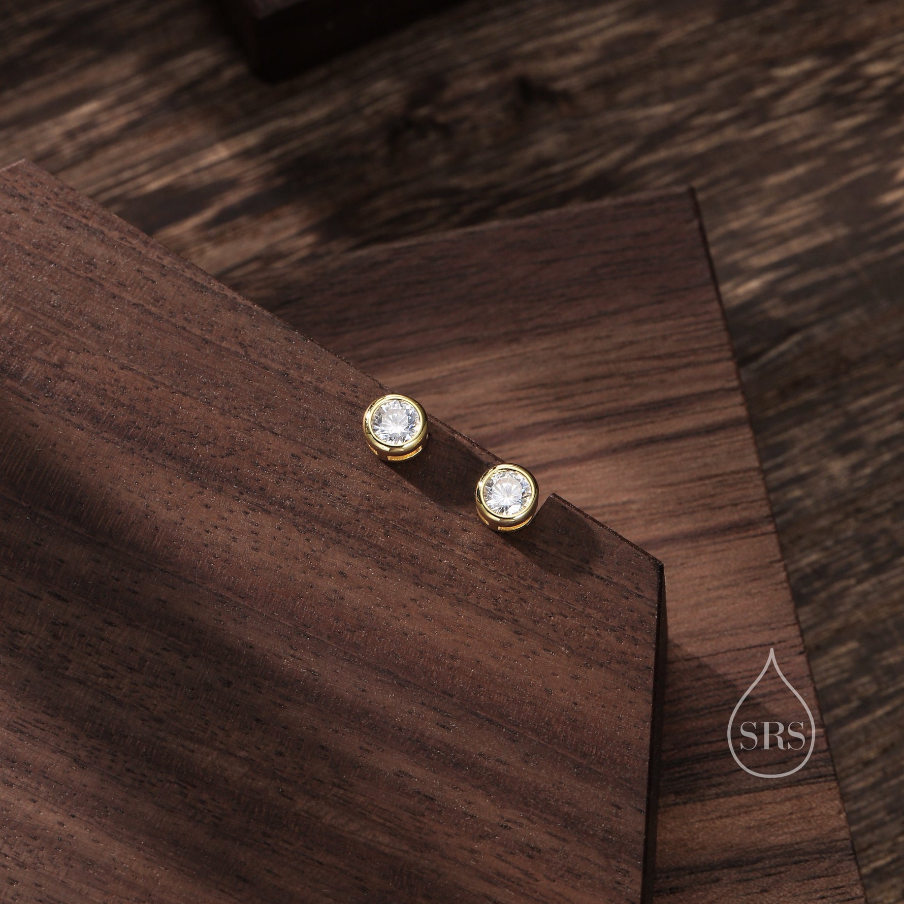 5mm Bezel CZ Crystal Stud Earrings in Sterling Silver