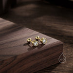 5mm Bezel CZ Crystal 18G Screw Back Earrings in Sterling Silver