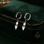 Tulip Flower Huggie Hoop Earrings in Sterling Silver, Two Tone Finish, Flower Earrings, Tulip Earrings
