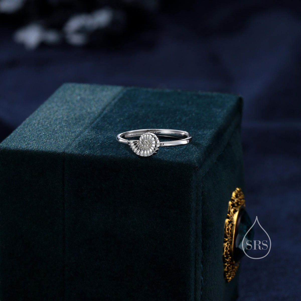 Sterling Silver Cute Little Ammonite Ring, Adjustable Size, Cute Ammonite Shell Ring, Dainty and Delicate, Shell Fossil Ring