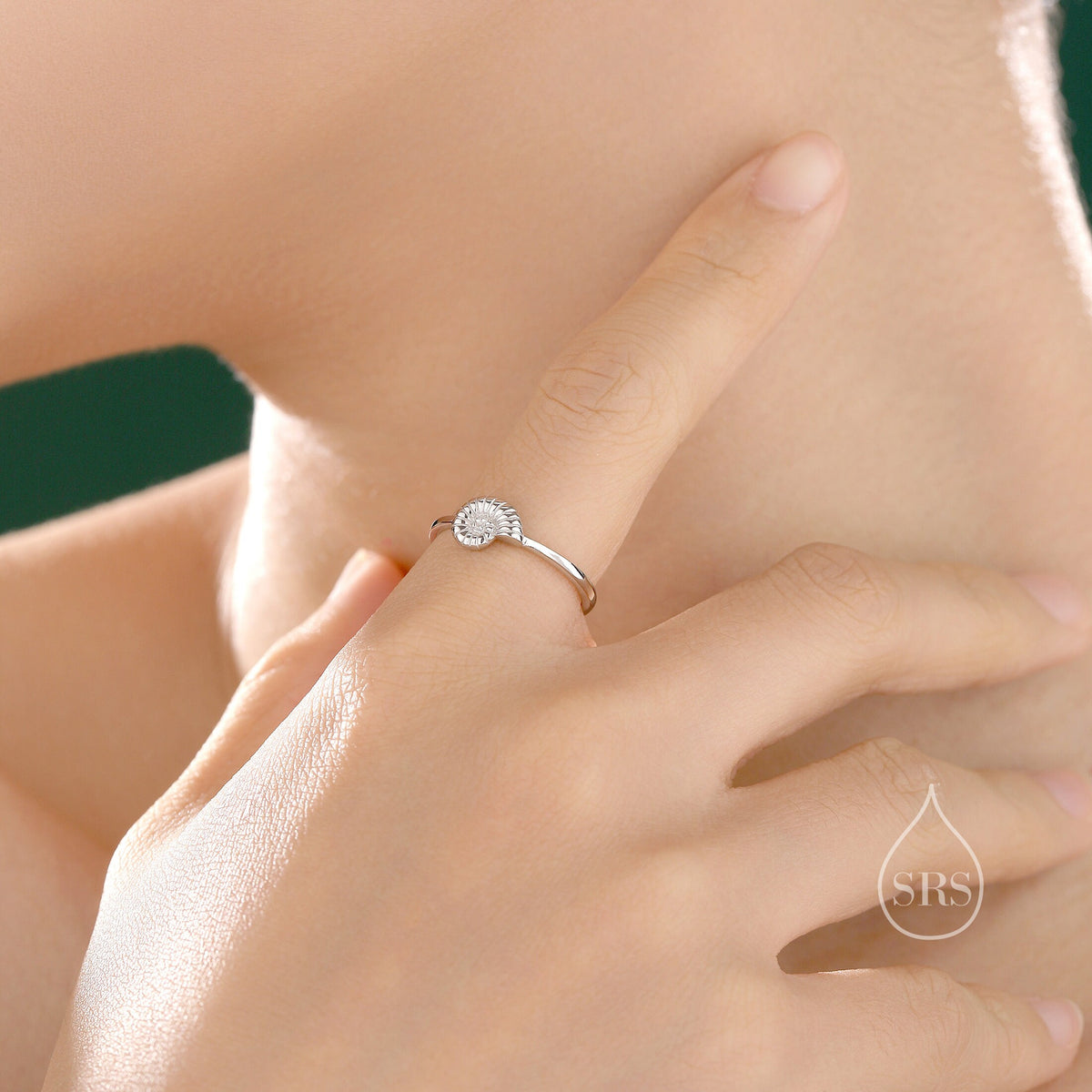 Sterling Silver Cute Little Ammonite Ring, Adjustable Size, Cute Ammonite Shell Ring, Dainty and Delicate, Shell Fossil Ring