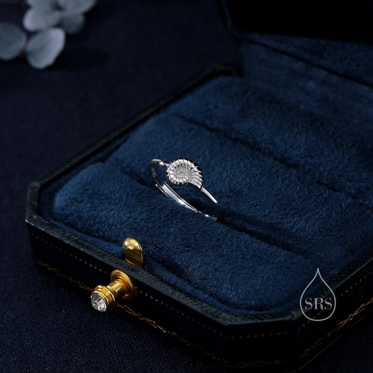 Sterling Silver Cute Little Ammonite Ring, Adjustable Size, Cute Ammonite Shell Ring, Dainty and Delicate, Shell Fossil Ring