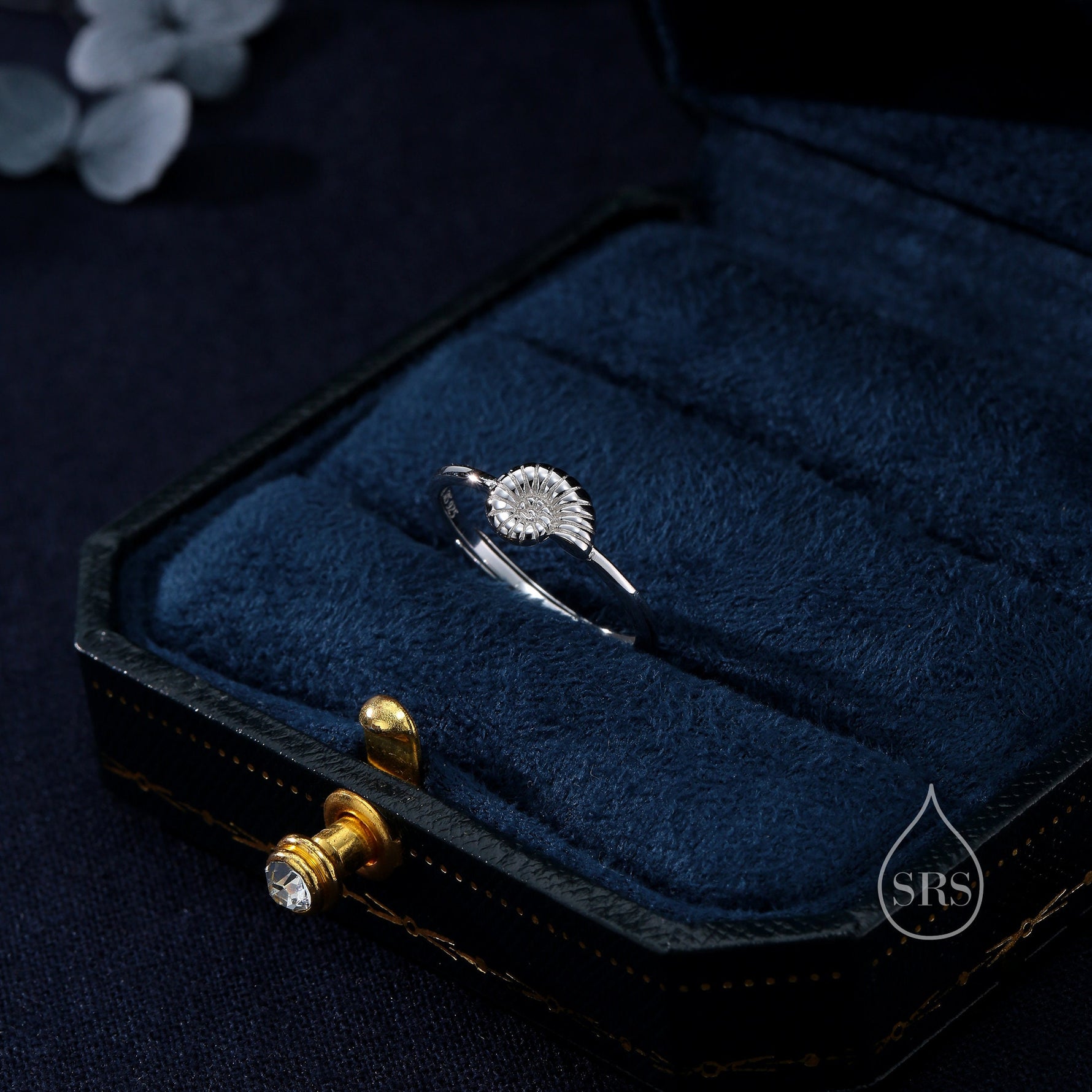 Sterling Silver Cute Little Ammonite Ring, Adjustable Size, Cute Ammonite Shell Ring, Dainty and Delicate, Shell Fossil Ring