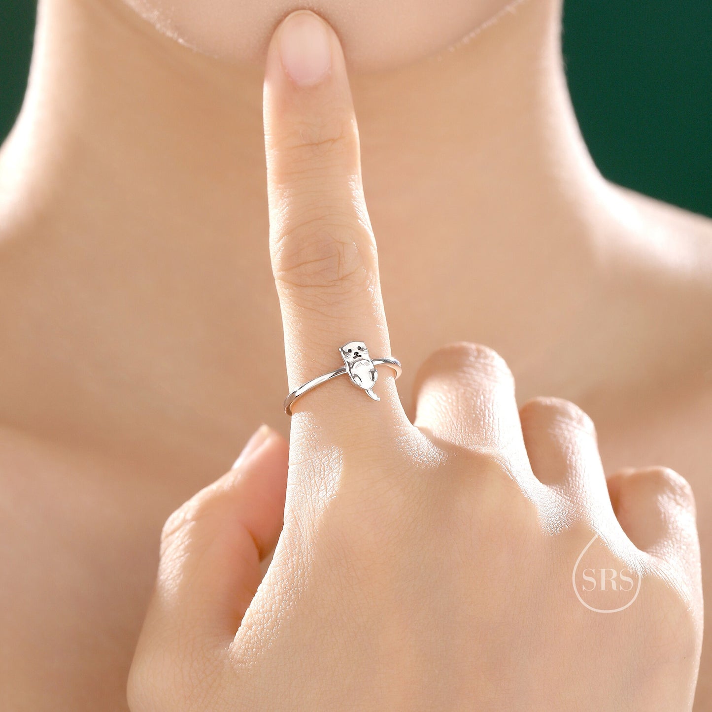 Sterling Silver Cute Little Otter Ring, Adjustable Size, Cute Otter Jewellery, Dainty and Delicate, Otter Ring