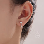 Sterling Silver Four CZ and Marquise Stud Earrings, Hydrangea CZ Earrings, CZ Dangle Stud Earrings, Silver or Gold, Available in 4 Colours