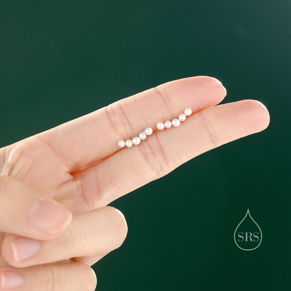 Genuine Freshwater Pearl Curved Bar Earrings in Sterling Silver, Delicate Keshi Pearl Bar Earrings, Pearl Smile Stud Earrings