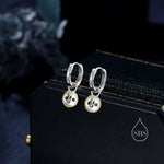 Super Cute Barn Owl Huggie Earrings in Sterling Silver - Cute Baby Owl Huggie Hoops, Detachable Owl Charm Hoops