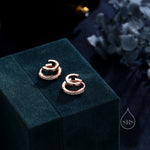 Single Piercing Double Hoop Effect Earrings in Sterling Silver, CZ Pave Hoop Earrings, Silver, Gold, Rose Gold, Dainty and Delicate