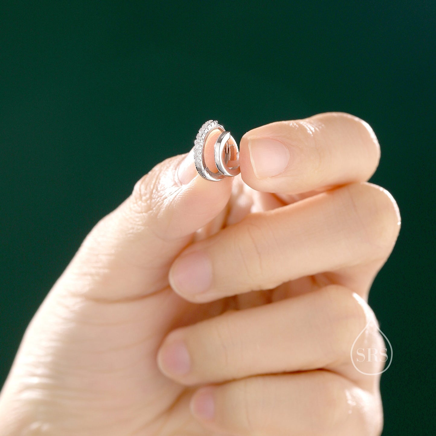 Single Piercing Double Hoop Effect Earrings in Sterling Silver, CZ Pave Hoop Earrings, Silver, Gold, Rose Gold, Dainty and Delicate