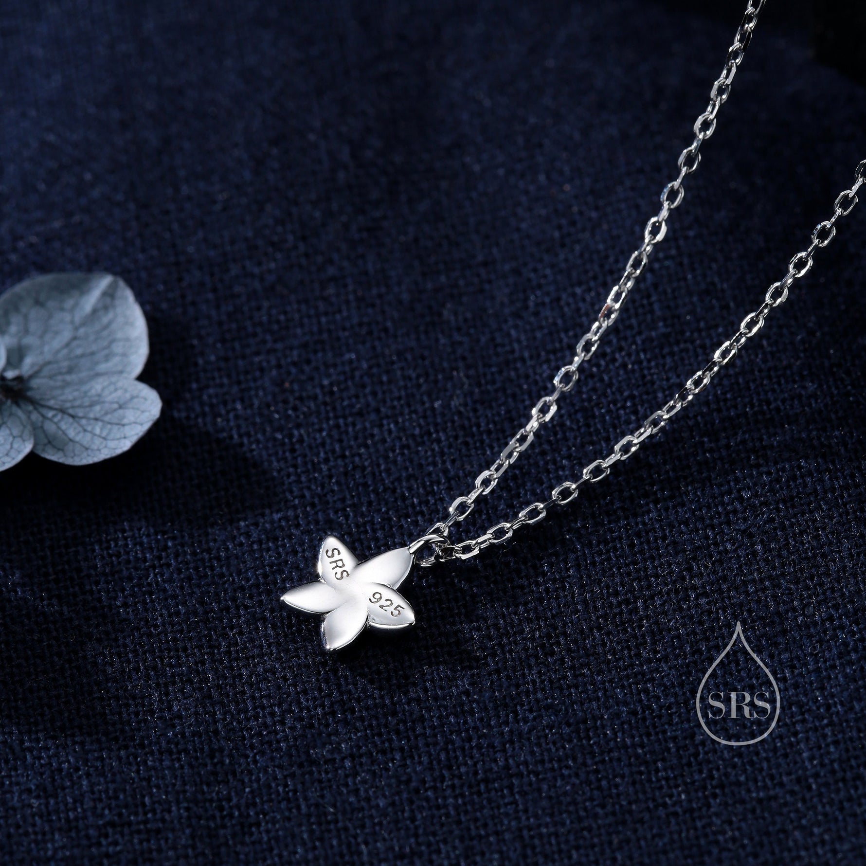 Tiny Plumeria Flower Pendant Necklace in Sterling Silver, Silver or Gold, Plumeria Flower Necklace, Plumeria Necklace, Nature Inspired