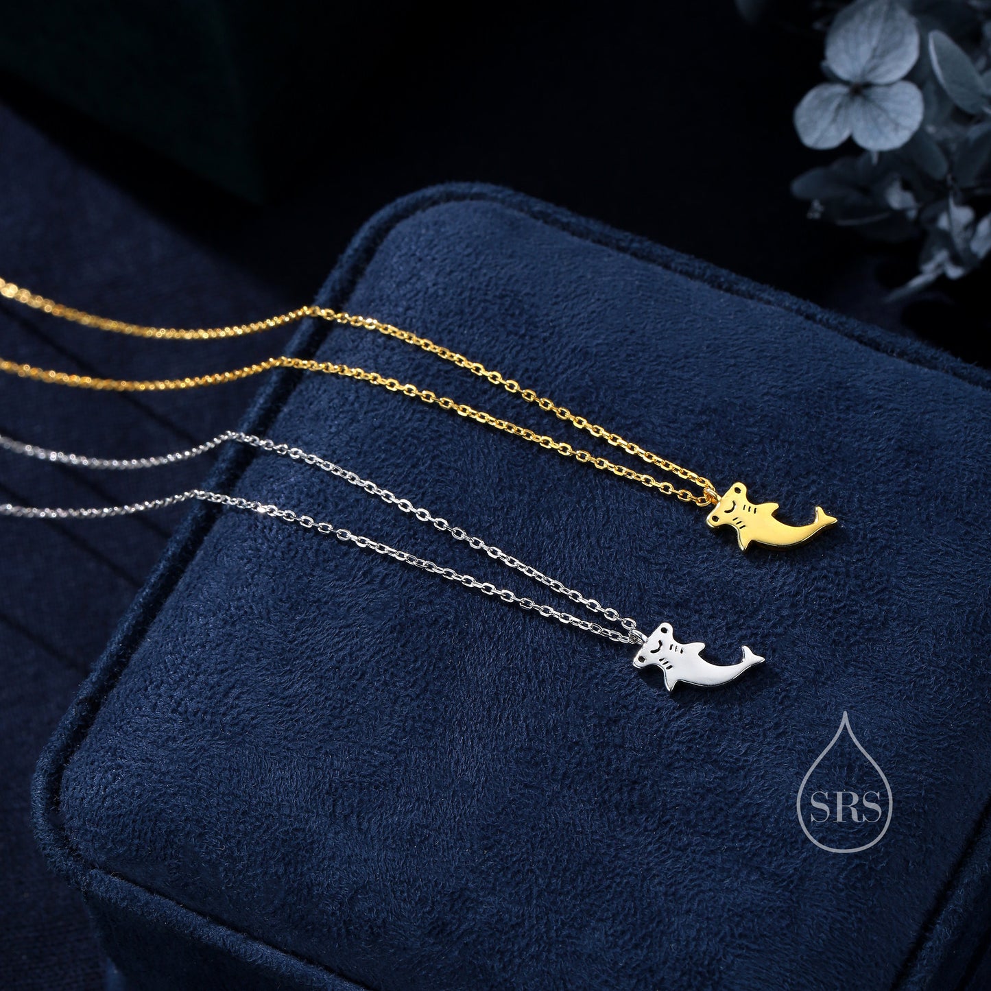 Tiny Smiling Hammerhead Shark Pendant Necklace in Sterling Silver, Silver or gold, Shark Necklace, Shark Fish Necklace, Cute Fish Necklace