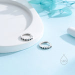 Black CZ Bezel Huggie Hoop in Sterling Silver, 8mm, Black CZ Hoops, Minimalist Simple Hoop Earrings, Black Hoops with Black CZ