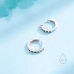 Black CZ Bezel Huggie Hoop in Sterling Silver, 8mm, Black CZ Hoops, Minimalist Simple Hoop Earrings, Black Hoops with Black CZ