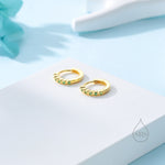Emerald Green CZ Bezel Huggie Hoop in Sterling Silver, 8mm, Silver or Gold, Green Minimalist Simple Hoop Earrings, Green CZ Hoops