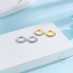 Sapphire Blue CZ Bezel Huggie Hoop in Sterling Silver, 8mm, Silver or Gold, Green Minimalist Simple Hoop Earrings, Green CZ Hoops