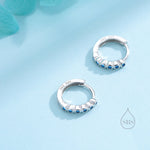 Sapphire Blue CZ Bezel Huggie Hoop in Sterling Silver, 8mm, Silver or Gold, Green Minimalist Simple Hoop Earrings, Green CZ Hoops