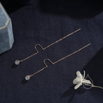 Genuine Labradorite U Shape Threader Earrings in Sterling Silver, Silver, Gold or Rose Gold, 6mm Labradorite Ball Ear Threaders
