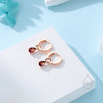 Sterling Silver Garnet Red CZ Droplet Hoop Earrings, Silver, Gold or Rose Gold, Pear Cut Drop Earrings, Interchangeable Charms, January