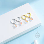 Dangle Aurora CZ Huggie Hoop Earrings in Sterling Silver, Silver or Gold, Delicate Sparky AB CZ Skinny Hoops, Colour Changing Crystal Hoops