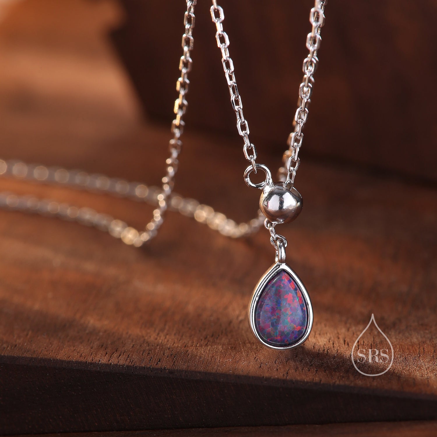 Purple Opal Droplet Lariat Necklace