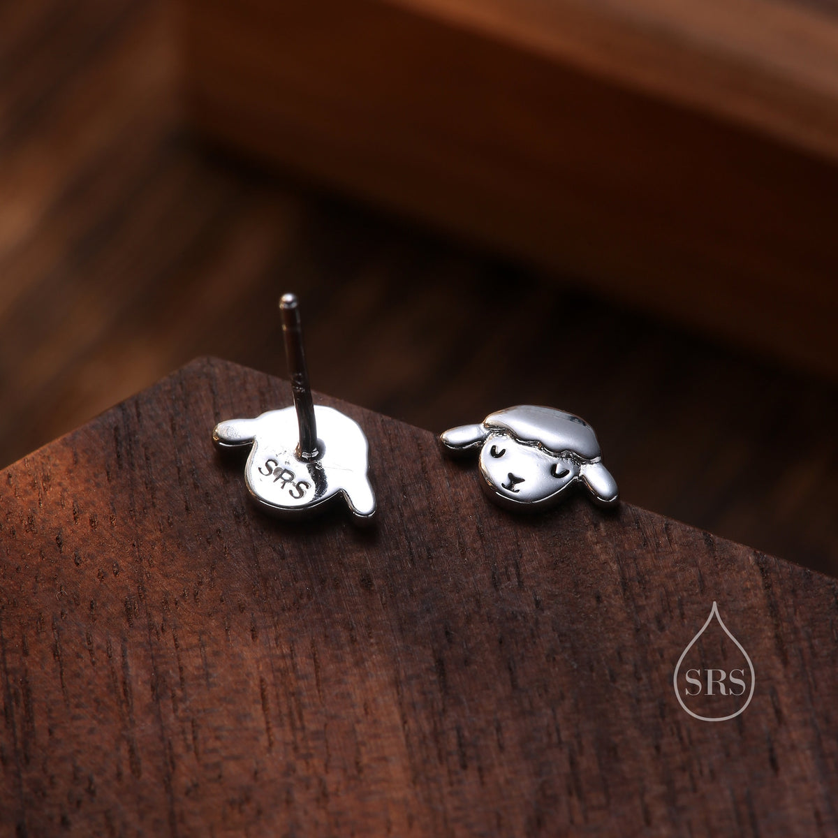 Cute Sheep Stud Earrings in Sterling Silver, Fluffy Sheep Face Earrings, Nature Inspired Sheep Head Earrings, Pet Lover