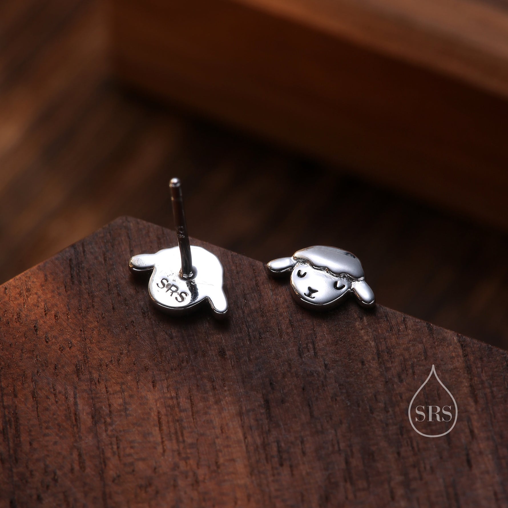 Cute Sheep Stud Earrings in Sterling Silver, Fluffy Sheep Face Earrings, Nature Inspired Sheep Head Earrings, Pet Lover