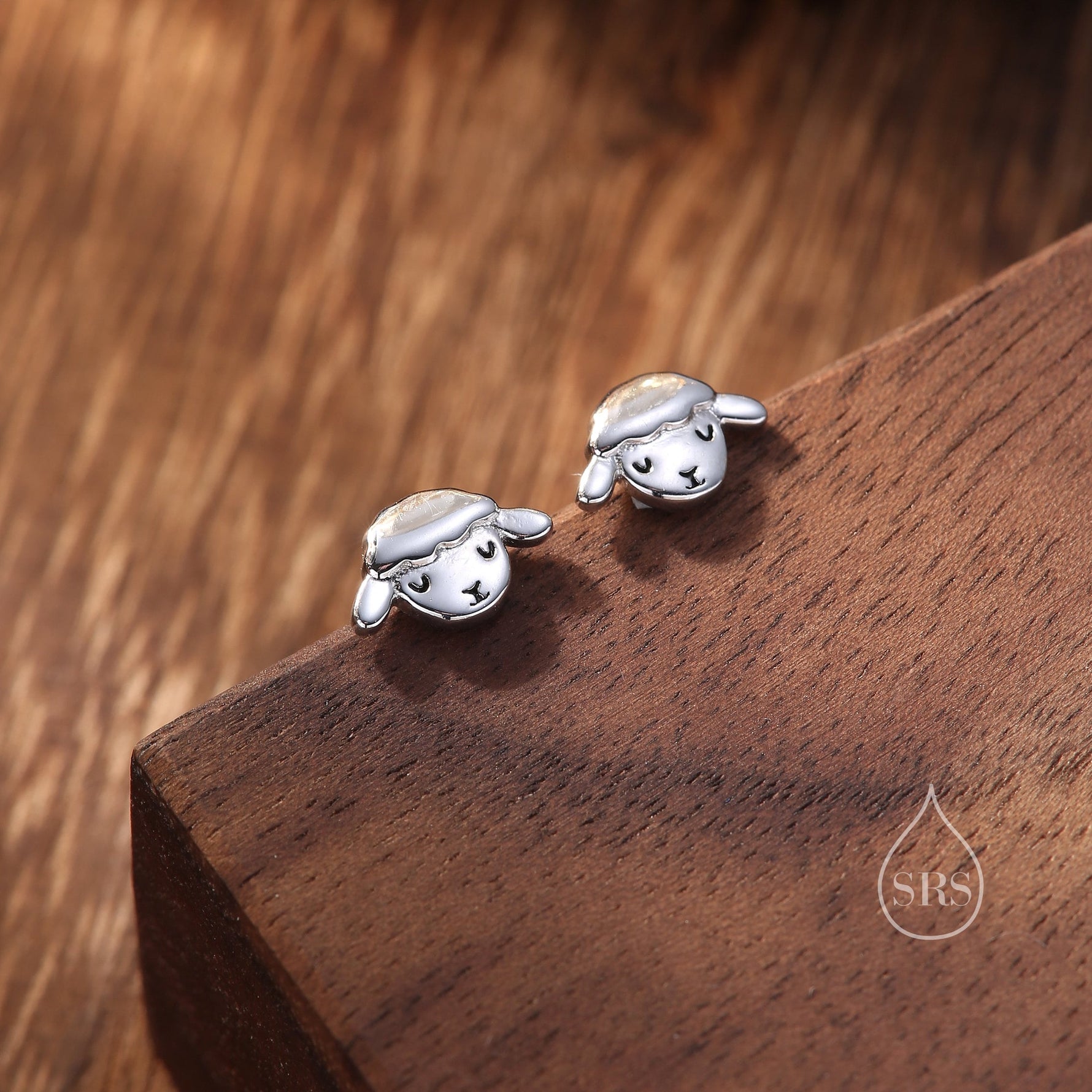 Cute Sheep Stud Earrings in Sterling Silver, Fluffy Sheep Face Earrings, Nature Inspired Sheep Head Earrings, Pet Lover