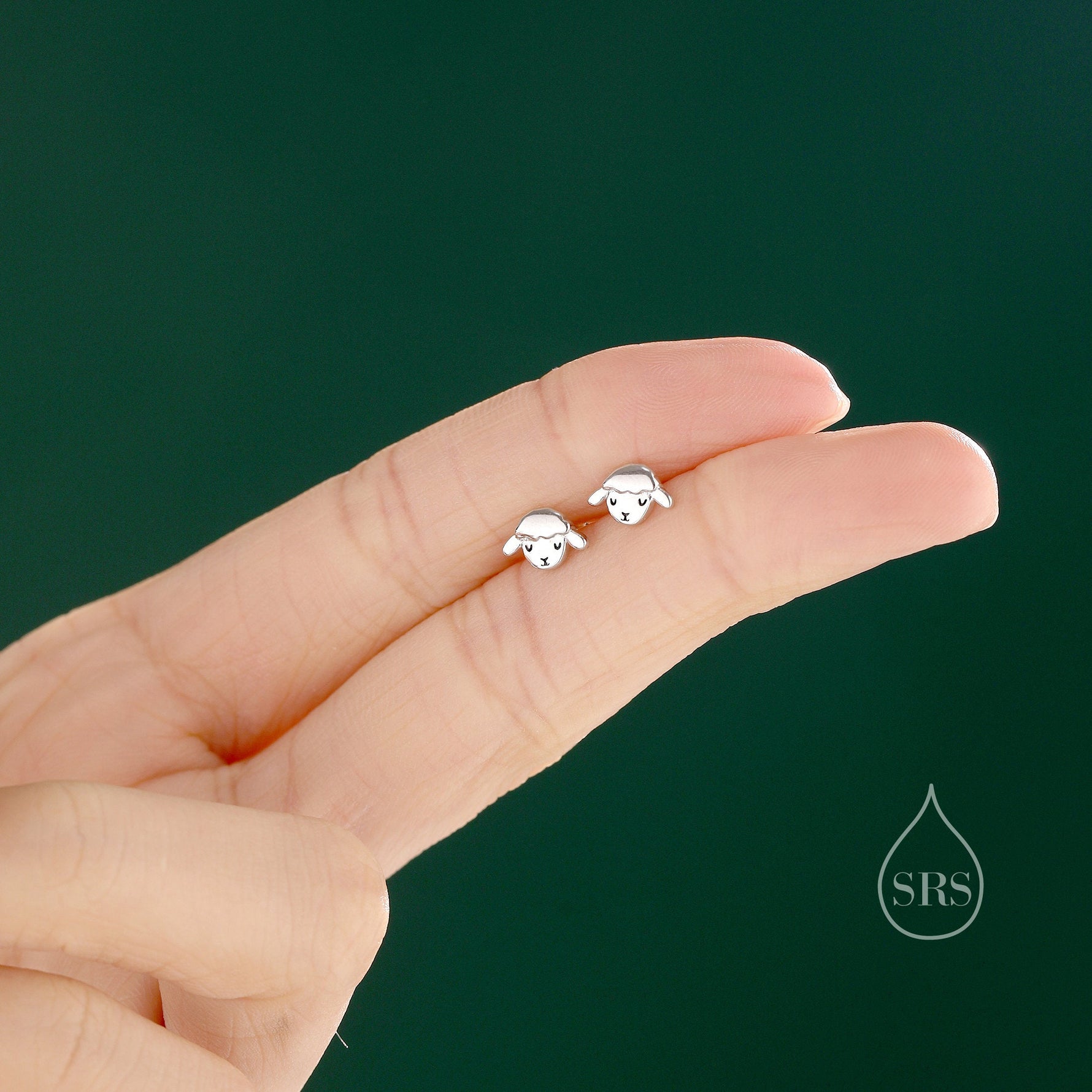 Cute Sheep Stud Earrings in Sterling Silver, Fluffy Sheep Face Earrings, Nature Inspired Sheep Head Earrings, Pet Lover