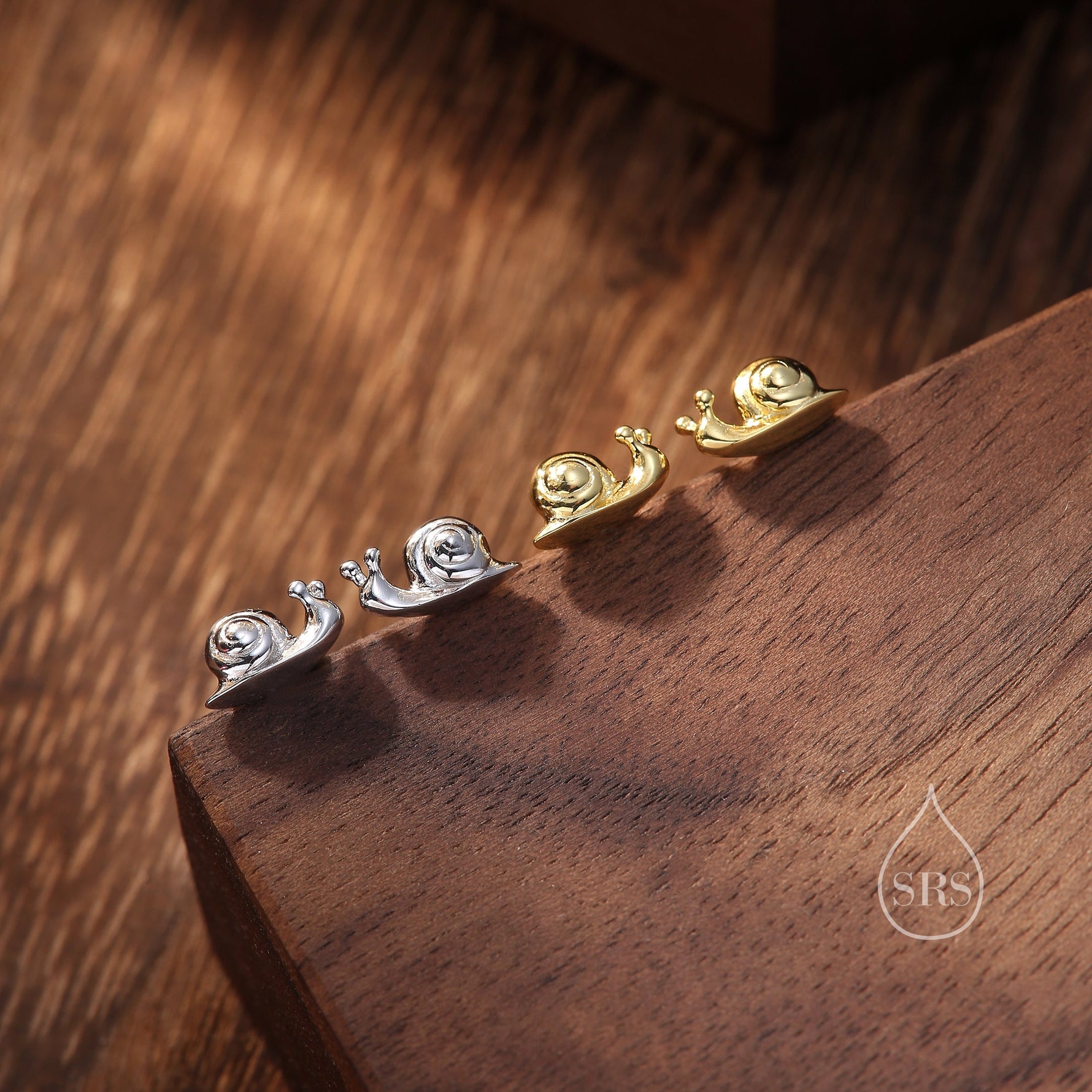 Tiny Snail Stud Earrings in Sterling Silver, Silver or Gold, Nature Inspired Animal Earrings
