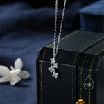 Delicate Hydrangea Bouquet CZ Necklace in Sterling Silver, Silver or Gold or Rose Gold, Tiny CZ Flower Necklace, Tiny CZ Necklace