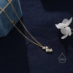 Delicate Hydrangea Bouquet CZ Necklace in Sterling Silver, Silver or Gold or Rose Gold, Tiny CZ Flower Necklace, Tiny CZ Necklace