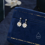 Sterling Silver Daisy Drop Stud Earrings, Delicate Dainty Dangle Daisy Flower Earrings