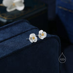 Poppy Flower Stud Earrings in Sterling Silver- Gold and Silver Two Tone - Flower Earrings - Blossom Earrings, Fun, Whimsical and Pretty