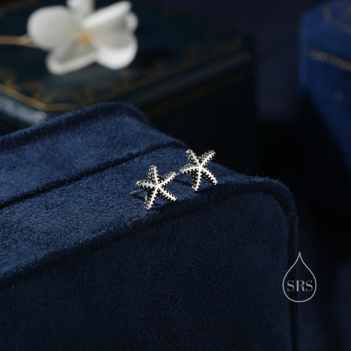 Oxidised Sterling Silver Star Fish Stud Earrings, Cute Sea Star Stud, Starfish Earrings, Nature Inspired Fish Earrings, Starfish Earrings