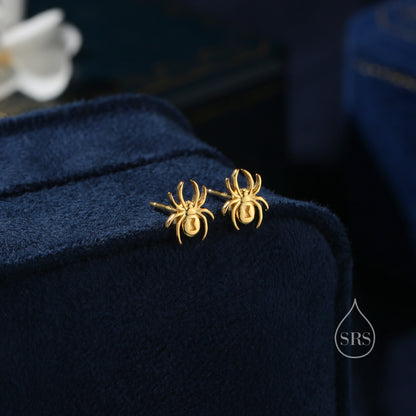 Black Widow Spider Stud Earrings in Sterling Silver, Silver or Gold or Rose Gold, Animal Earrings, Nature Inspired, Insect Earrings