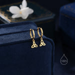 Celtic Trinity Knot Huggie Hoop Earrings in Sterling Silver, Silver, Gold or Rose Gold, Celtic Trinity Knot Earrings