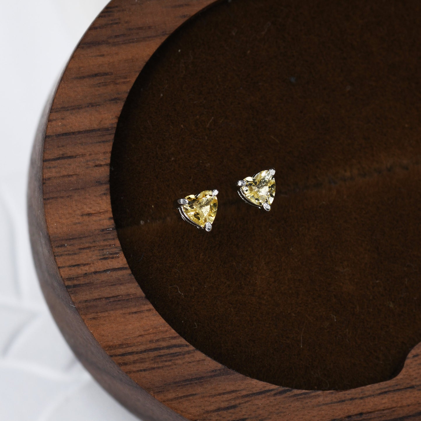 Genuine Citrine Crystal Heart Stud Earrings in Sterling Silver, Extra Tiny 3mm Citrine Heart Stud Earrings, Tiny Heart Earrings