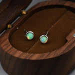 Genuine Ethiopian Opal Stone Stud Earrings in Sterling Silver, 5mm Opal Stud, Natural Semi-Precious Gemstones, Bezel, Minimalist Earrings