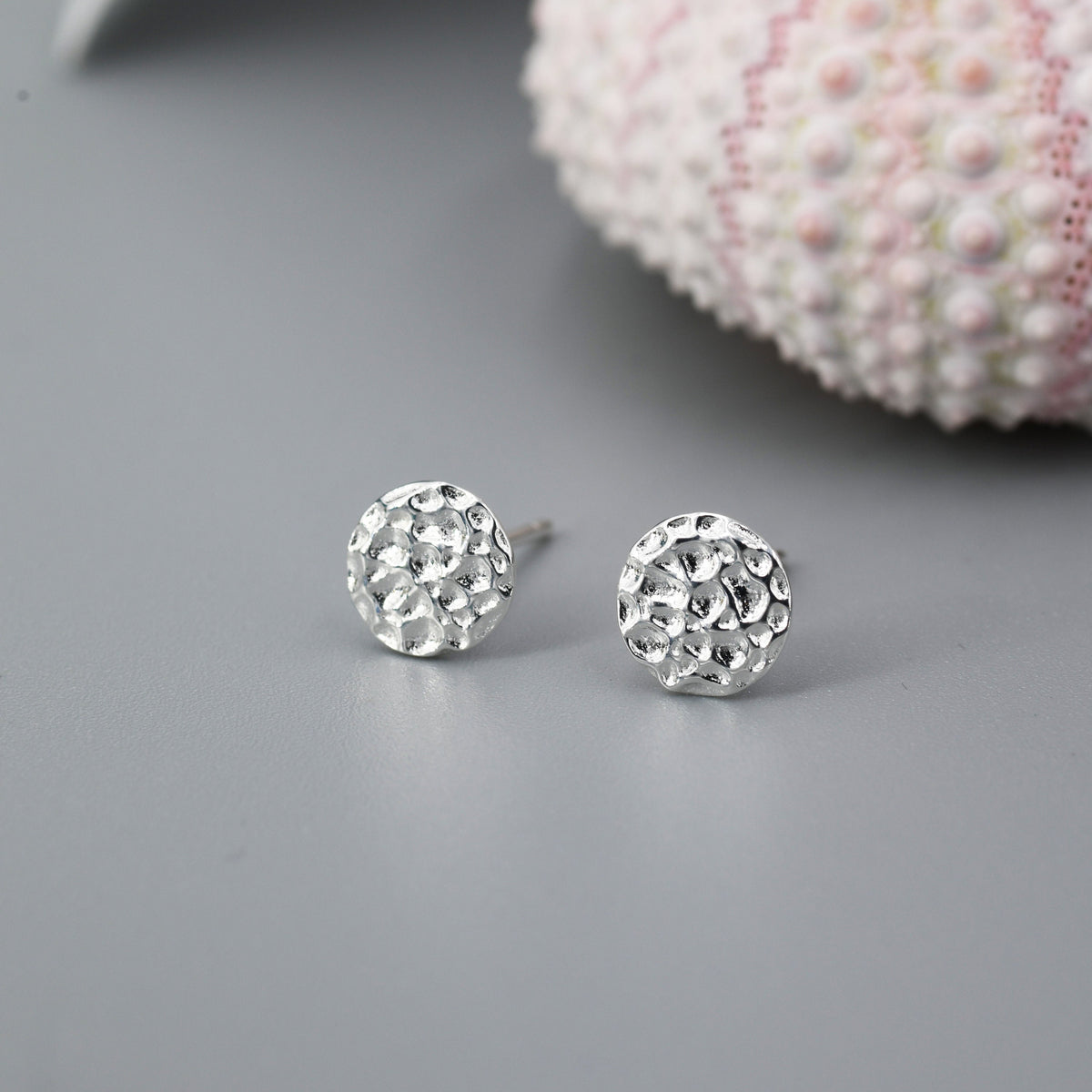 Sterling Silver Hammered Disk Stud Earrings, Hammered Earrings, Coin Earrings
