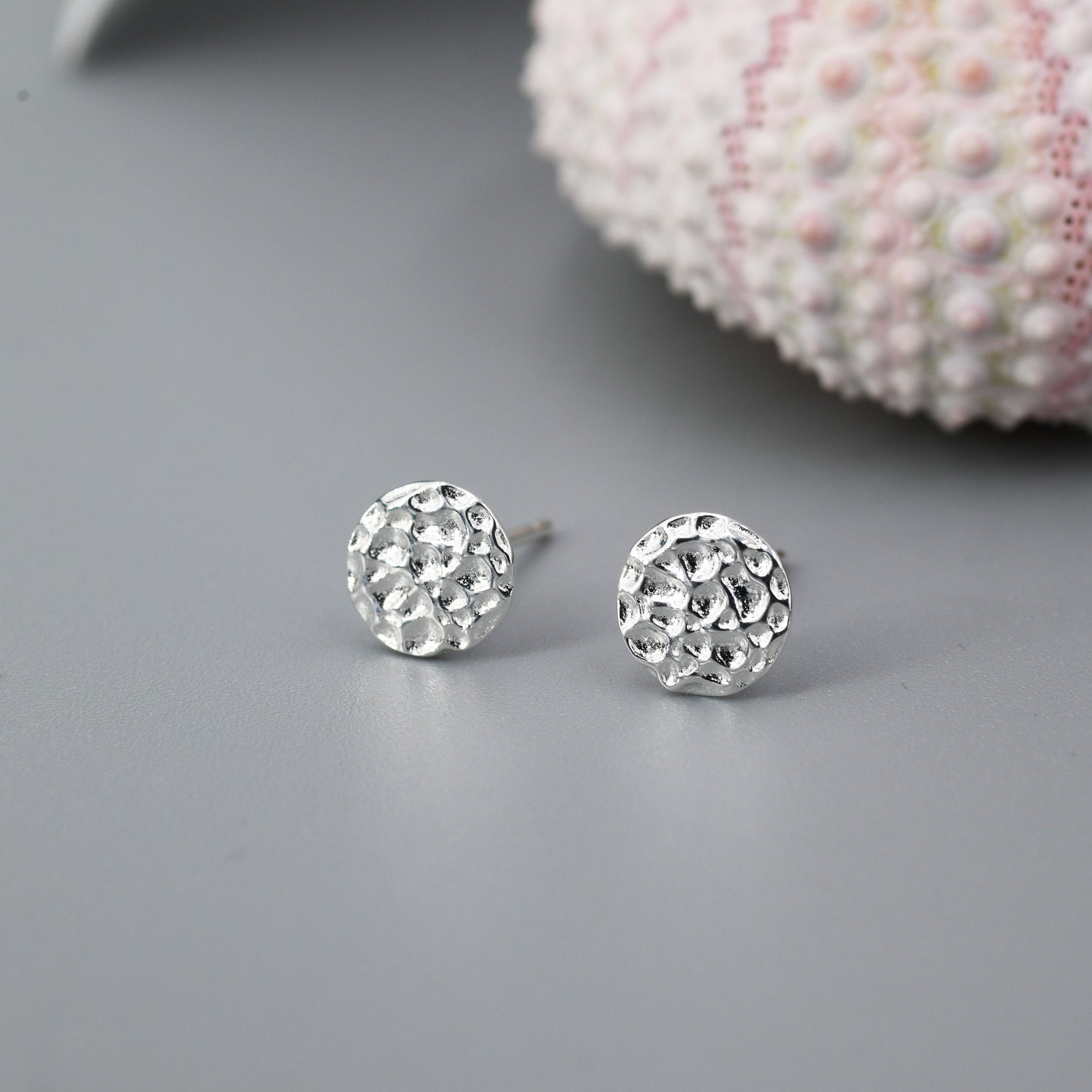Sterling Silver Hammered Disk Stud Earrings, Hammered Earrings, Coin Earrings