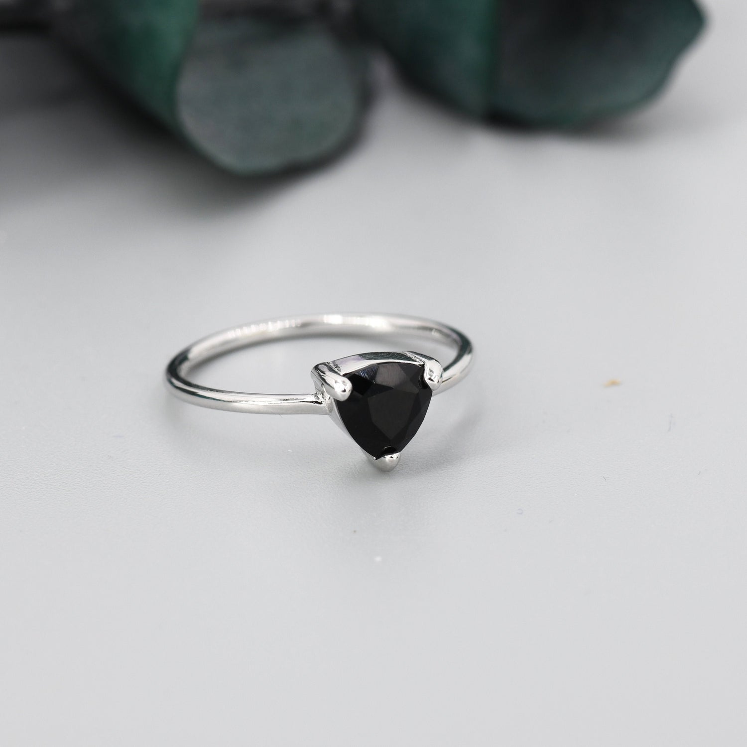 Trillion Cut Black Onyx Gemstone Ring