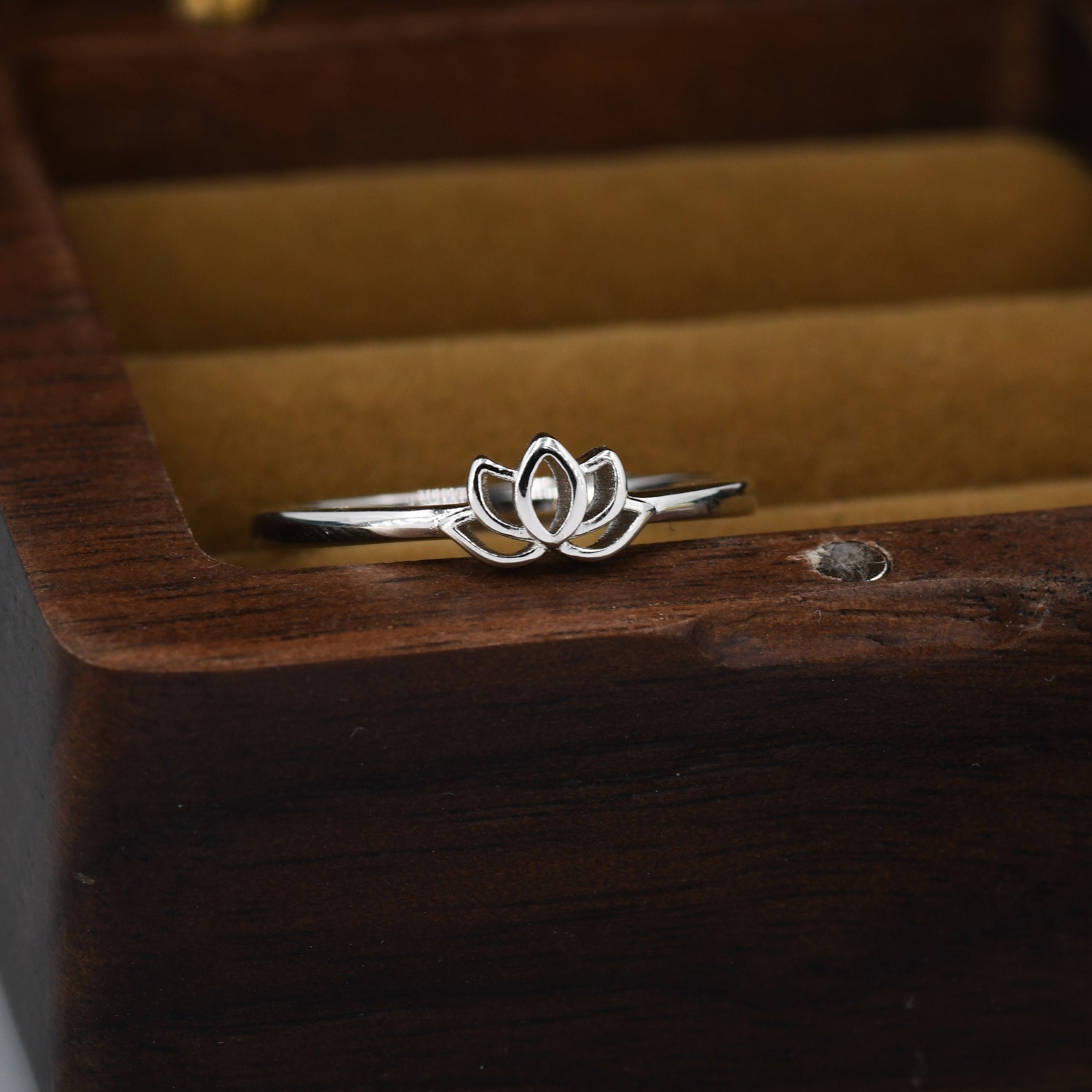 Sterling Silver Tiny Lotus Flower Ring, Adjustable Size, Delicate Lotus Ring, Lotus Flower Ring