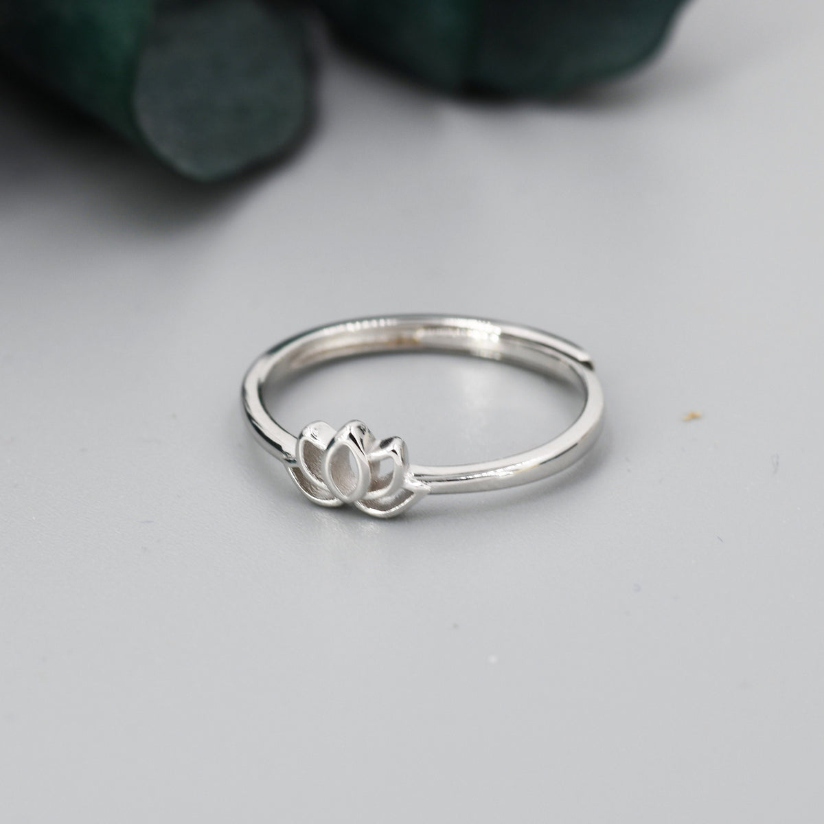Sterling Silver Tiny Lotus Flower Ring, Adjustable Size, Delicate Lotus Ring, Lotus Flower Ring