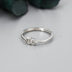 Sterling Silver Tiny Lotus Flower Ring, Adjustable Size, Delicate Lotus Ring, Lotus Flower Ring
