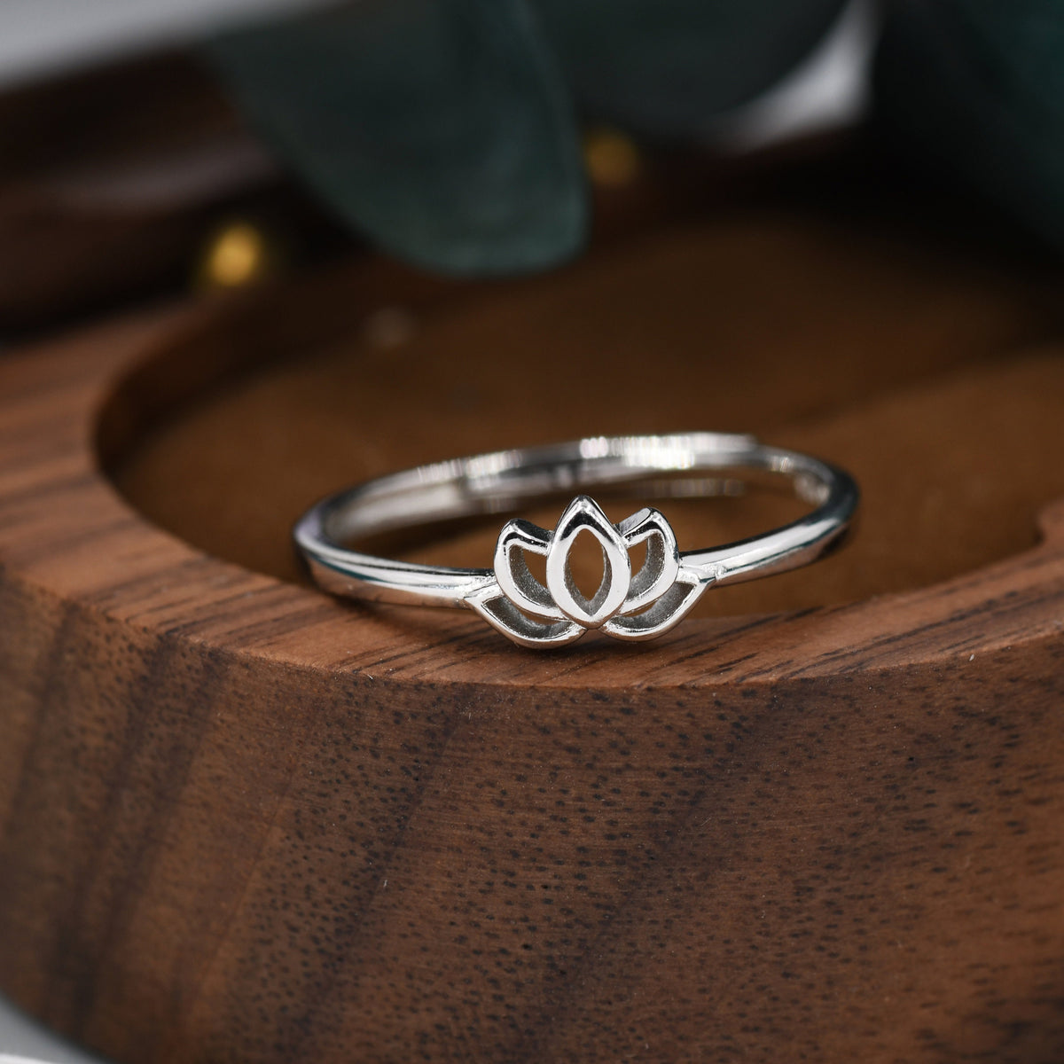 Sterling Silver Tiny Lotus Flower Ring, Adjustable Size, Delicate Lotus Ring, Lotus Flower Ring