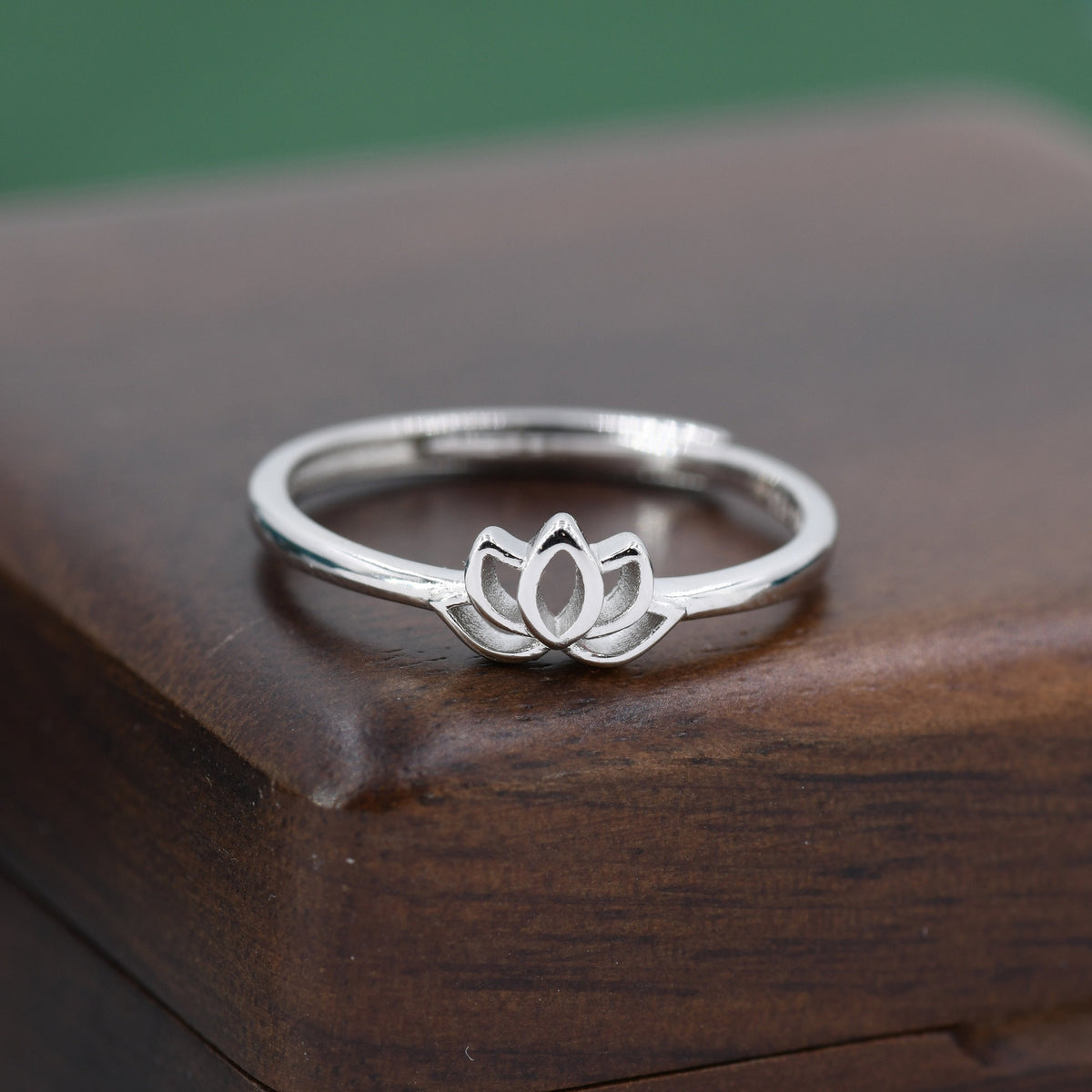Sterling Silver Tiny Lotus Flower Ring, Adjustable Size, Delicate Lotus Ring, Lotus Flower Ring